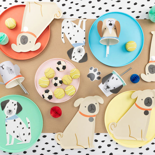 Puppy Paper Cups, Set of 8 Hot or Cold Paper Cups and 8 Floppy Eared Dog Sleeves, Perfect for a Doggy-Themed Party! - Cohasset Party Supply