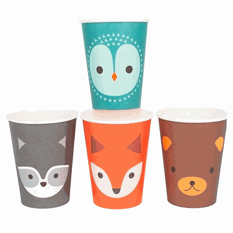 Woodland Party Cups, Set of 8 Forest Animal Themed Paper Cups, From My Little Day