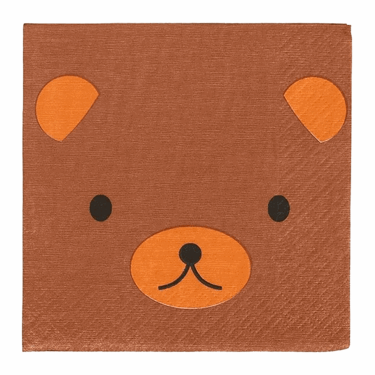 Bear Party Napkins, Set of 20 Brown Bear Paper Napkins, From the Mini Forest line from My Little Day