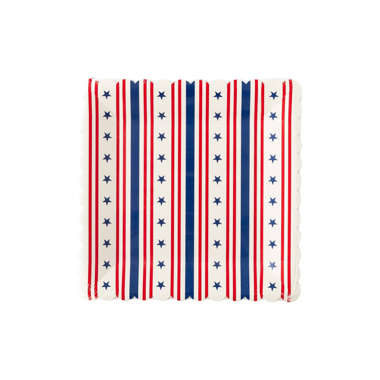 My Mind’s Eye - PLTS366E-MME - Stripe Square Scallop Paper Plate - Cohasset Party Supply