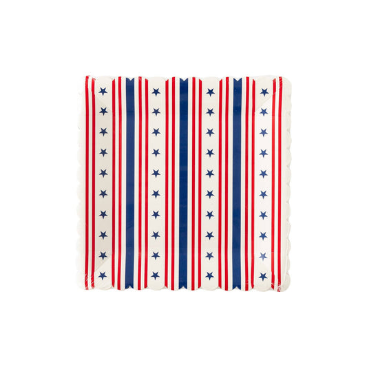 My Mind’s Eye - PLTS366E-MME - Stripe Square Scallop Paper Plate - Cohasset Party Supply