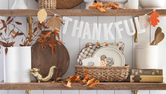 Thankful Felt Garland, 3 Foot Long Thanksgiving Garland Includes Puffy Felt Letters and 4 Felt Leaves,