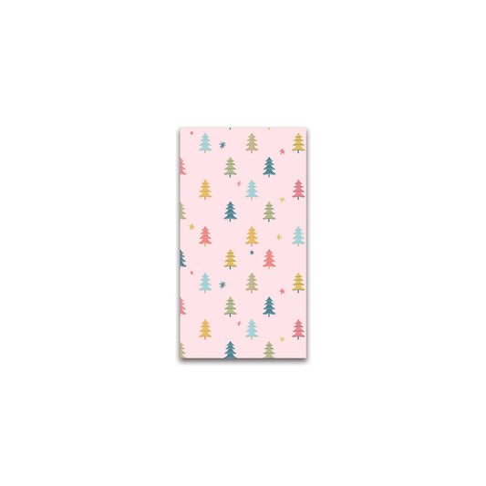 Pastel Holiday Trees Dinner Napkin, Set of 24 Christmas Dinner Napkins with Colorful Christmas Trees