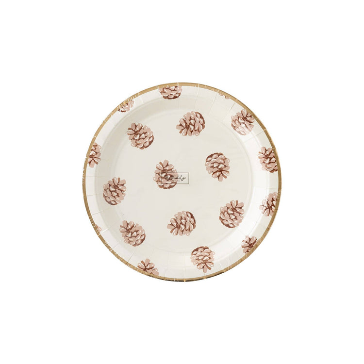 Thanksgiving Harvest Pine Cone Plate, Set of 8 Fall Pine Cone Plates, 9" Diameter