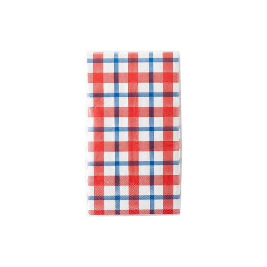 My Mind’s Eye - PLTS364B-MME - Striped Plaid Paper Guest Towel Napkin - Cohasset Party Supply