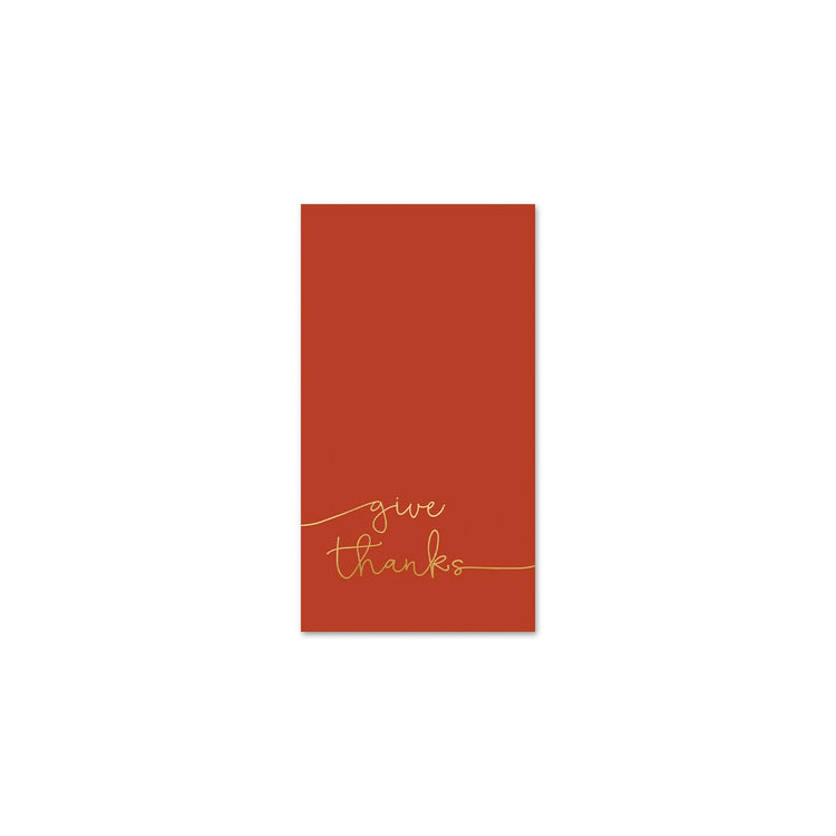 Give Thanks Guest Napkins, Set of 18 Thankgiving "Give Thanks" Dark Orange Guest Towels
