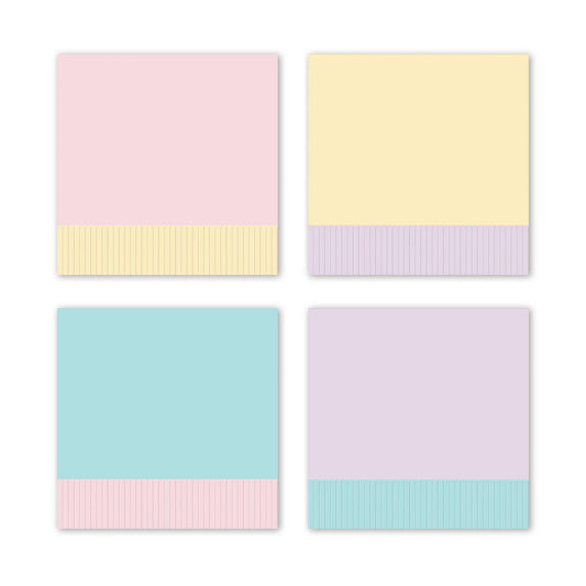 Spring Fringed Cocktail Napkins, Set of 24 Fringed Pastel Napkins in 4 Designs - Cohasset Party Supply