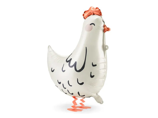 Large Standing Chicken Balloon, 17" Tall, Self-Inflate with a Straw, Cute Farm Party Decor! - Cohasset Party Supply