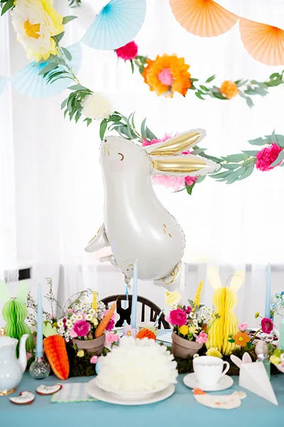 Large Easter Bunny Balloon, 28" Long, Inflate with Helium or Self-Inflate with a Straw - Cohasset Party Supply
