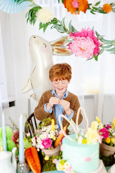 Large Easter Bunny Balloon, 28" Long, Inflate with Helium or Self-Inflate with a Straw - Cohasset Party Supply