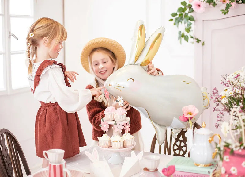 Large Easter Bunny Balloon, 28" Long, Inflate with Helium or Self-Inflate with a Straw - Cohasset Party Supply