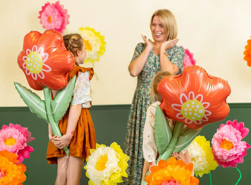Large Flower Balloon, 30" Tall, Inflate with Helium or Self-Inflate with a Straw, Fun Floral Decor! - Cohasset Party Supply