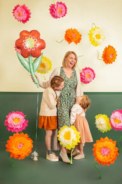 Large Flower Balloon, 30" Tall, Inflate with Helium or Self-Inflate with a Straw, Fun Floral Decor! - Cohasset Party Supply