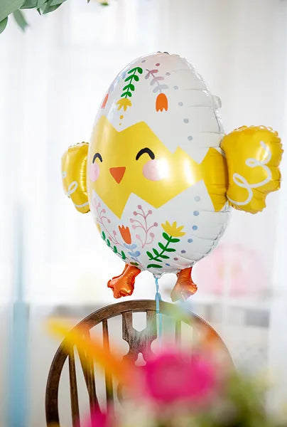 Large Easter Chick Balloon, 22" Tall, Inflate with Helium or Self-Inflate with a Straw - Cohasset Party Supply