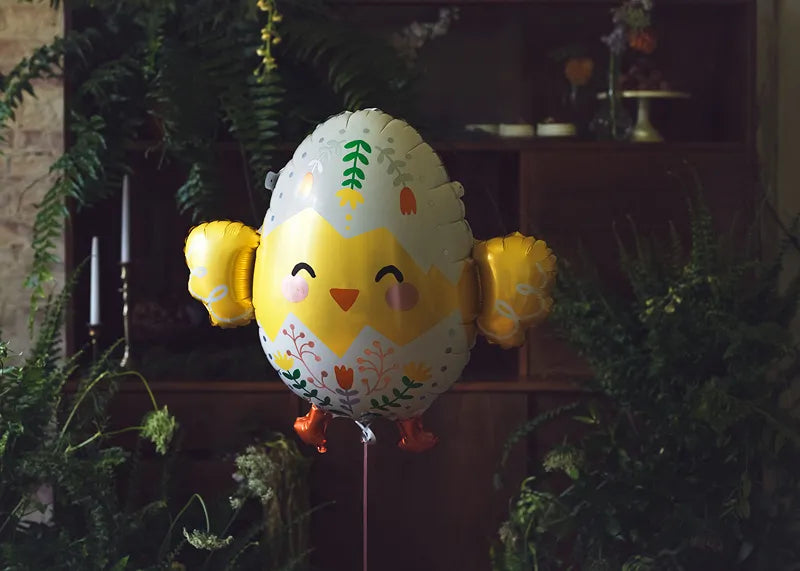Large Easter Chick Balloon, 22" Tall, Inflate with Helium or Self-Inflate with a Straw - Cohasset Party Supply
