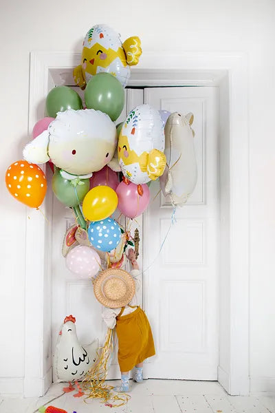 Large Easter Lamb Balloon, 34" Long, Inflate with Helium or Self-Inflate with a Straw - Cohasset Party Supply