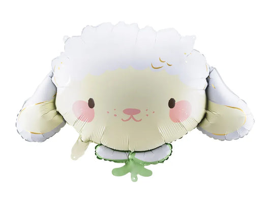 Large Easter Lamb Balloon, 34" Long, Inflate with Helium or Self-Inflate with a Straw - Cohasset Party Supply