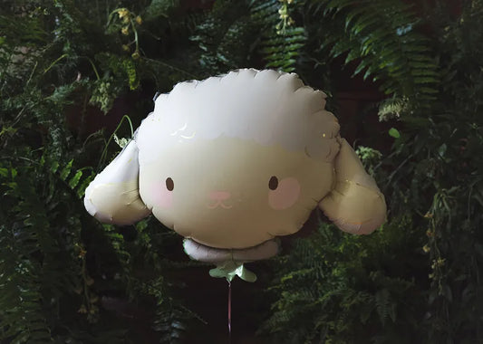 Large Easter Lamb Balloon, 34" Long, Inflate with Helium or Self-Inflate with a Straw - Cohasset Party Supply