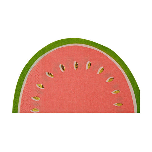 Watermelon Party Napkins, Set of 16 Watermelon Napkins With Gold Foil from Meri Meri, Perfect touch for your next summer party! - Cohasset Party Supply