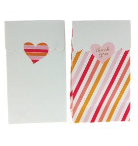 Pink and Peach Heart Thank You Sticker Seals,  Set of 24 Pink and Orange Heart Thank You Stickers,  Great To Seal Favor Bags - Cohasset Party Supply
