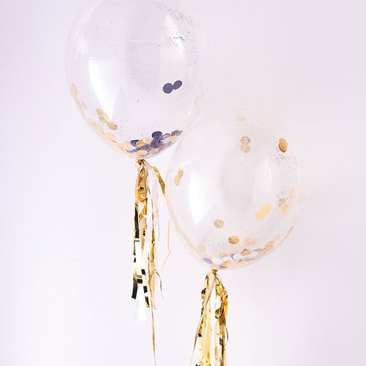 Gold & Silver Confetti Balloon Kit, Make up to 8 Balloons with this Meri Meri Gold and Silver Confetti Kit - Cohasset Party Supply