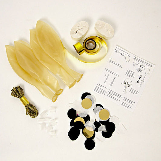 Gold & Silver Confetti Balloon Kit, Make up to 8 Balloons with this Meri Meri Gold and Silver Confetti Kit - Cohasset Party Supply