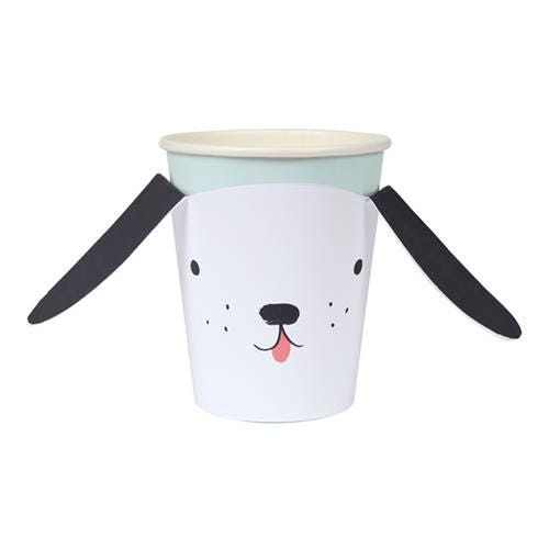 Dog Paper Cups, Set of 8 Hot or Cold Paper Cups and 8 Floppy Eared Dog Sleeves, Perfect for a Doggy-Themed Party! - Cohasset Party Supply