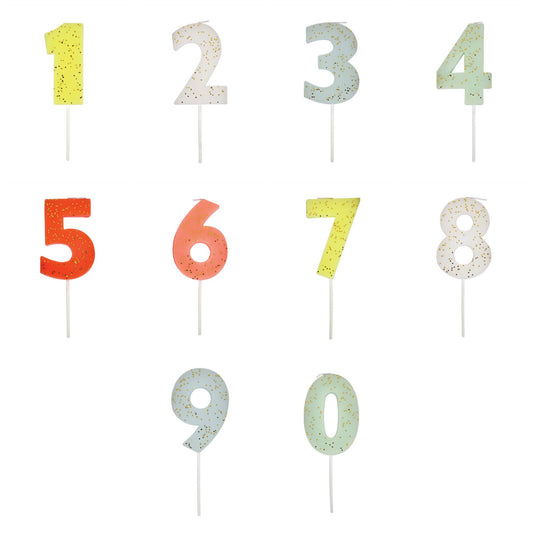 Number Birthday Candle, Gold Glitter, Pick Your Number - Cohasset Party Supply