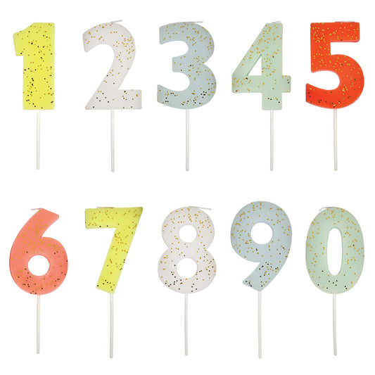 Number Birthday Candle, Gold Glitter, Pick Your Number - Cohasset Party Supply