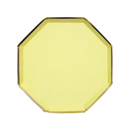 Pale Yellow Side Plates,  Set of 8 Meri Meri Beautiful Basics Yellow Side Paper Plates, 7.9" x 7.9" - Cohasset Party Supply