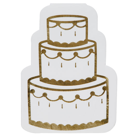 Wedding Cake Paper Napkins, Set of 20 Gold Foil Die-Cut Wedding Cake Napkins, Perfect for a Wedding, Bridal Shower, or Engagement Party - Cohasset Party Supply