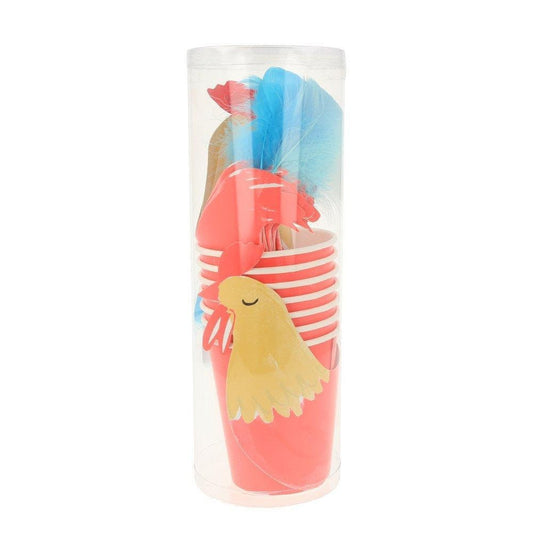 Rooster Paper Cups, Set of 8 Hot or Cold Paper Cups and 8 Rooster Cups Sleeves, Perfect for a Farm Animal-Themed Party! - Cohasset Party Supply