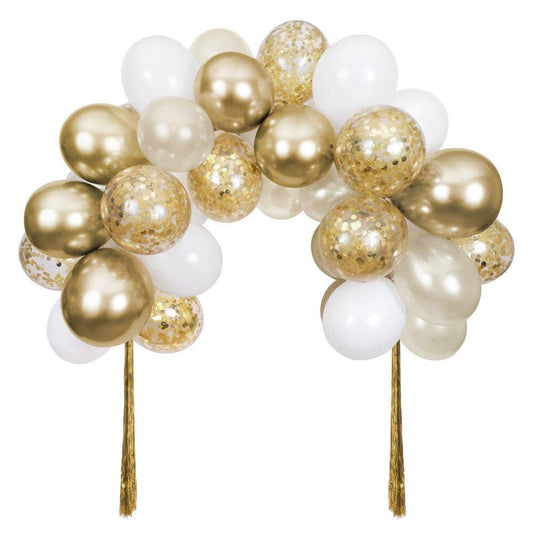 Gold Balloon Arch Kit, Six Foot Balloon Arch Kit contains 40 Balloons and 2 Gold Tassels by Meri Meri - Cohasset Party Supply