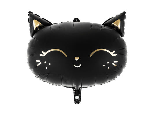 Giant Black Cat Balloon, Large Black Cat Foil Balloon with Gold Foil Details, Great Halloween decor! - Cohasset Party Supply