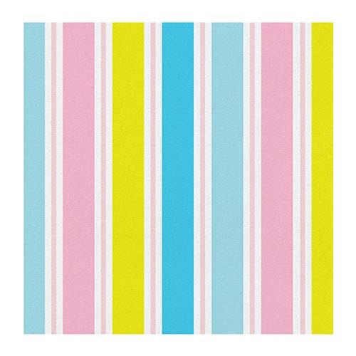 Pastel Stripe Napkins, Set of 20 Cocktail Napkins from Slant Collections, Features Pink, Yellow, & Blue Stripes - Cohasset Party Supply