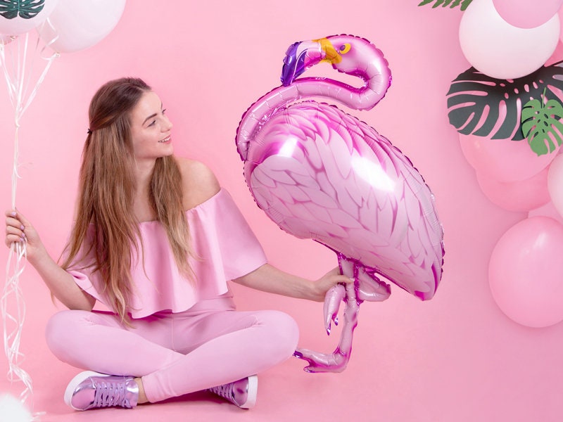 Large Flamingo Mylar Balloon, 37" Flamingo Foil Balloon That Can Be Inflated With or Without Helium - Cohasset Party Supply