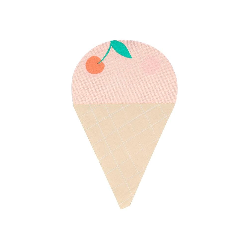 Ice Cream Paper Napkins, Set of 16  Die-Cut Ice Cream Party Napkins with Gold Foil Details by Meri Meri, Perfect for an Ice Cream Party! - Cohasset Party Supply