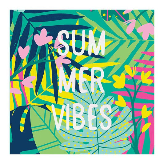 Summer Vibes Cocktail Napkins, Set of 20 Paper Napkins With Jungle Design - Cohasset Party Supply