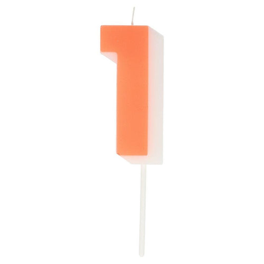 Brightly Colored Number Birthday Candle from Meri Meri, Pick Your Number 0 Through 9 - Cohasset Party Supply