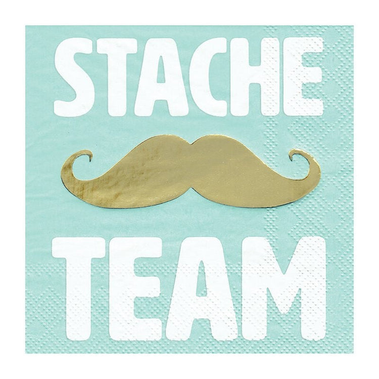 Gender Reveal Party Napkins, Set of 20 "Lash Team" and Set of 20 "Stash Team" Cocktail Napkins with Gold Foil Details - Cohasset Party Supply