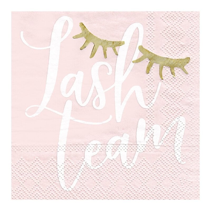 Gender Reveal Party Napkins, Set of 20 "Lash Team" and Set of 20 "Stash Team" Cocktail Napkins with Gold Foil Details - Cohasset Party Supply