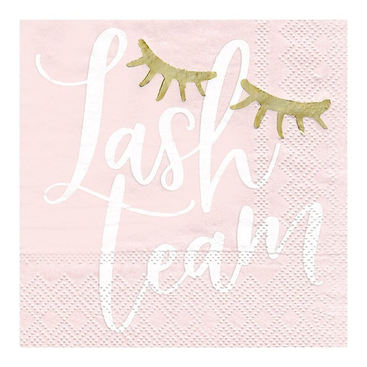Gender Reveal Party Napkins, Set of 20 "Lash Team" and Set of 20 "Stash Team" Cocktail Napkins with Gold Foil Details - Cohasset Party Supply