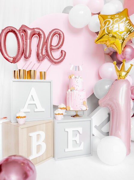 Rose Gold One Balloon, First Birthday Balloon Kit, Great for Baby's First Birthday! - Cohasset Party Supply