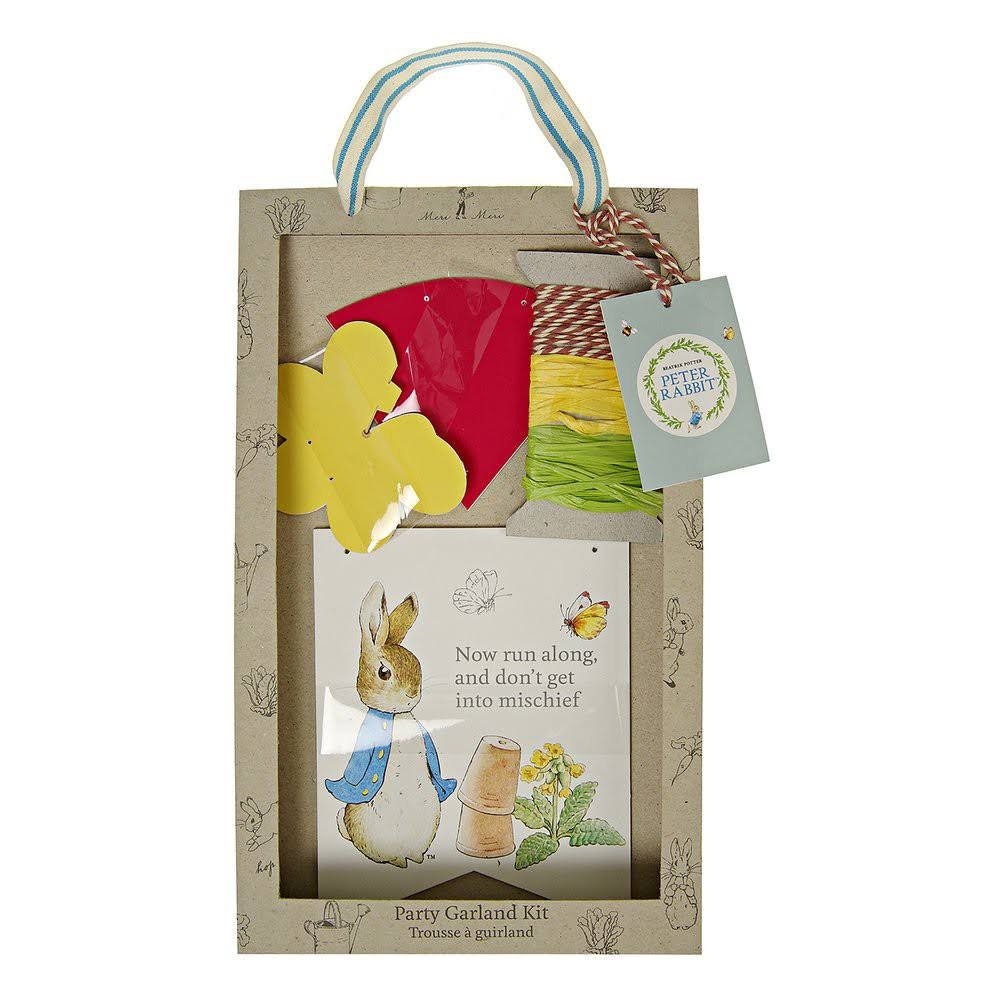 Peter Rabbit Garland, Includes 6 Flag Pennants, 3 Flower Pennants, 4 Paper Radishes, and Twine, 10 Feet Long - Cohasset Party Supply