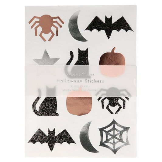 Glitter Halloween Sticker Sheets, Pack of 10 Sheets of Meri Meri Vintage Halloween Glitter Stickers By Meri Meri, 120 Stickers - Cohasset Party Supply