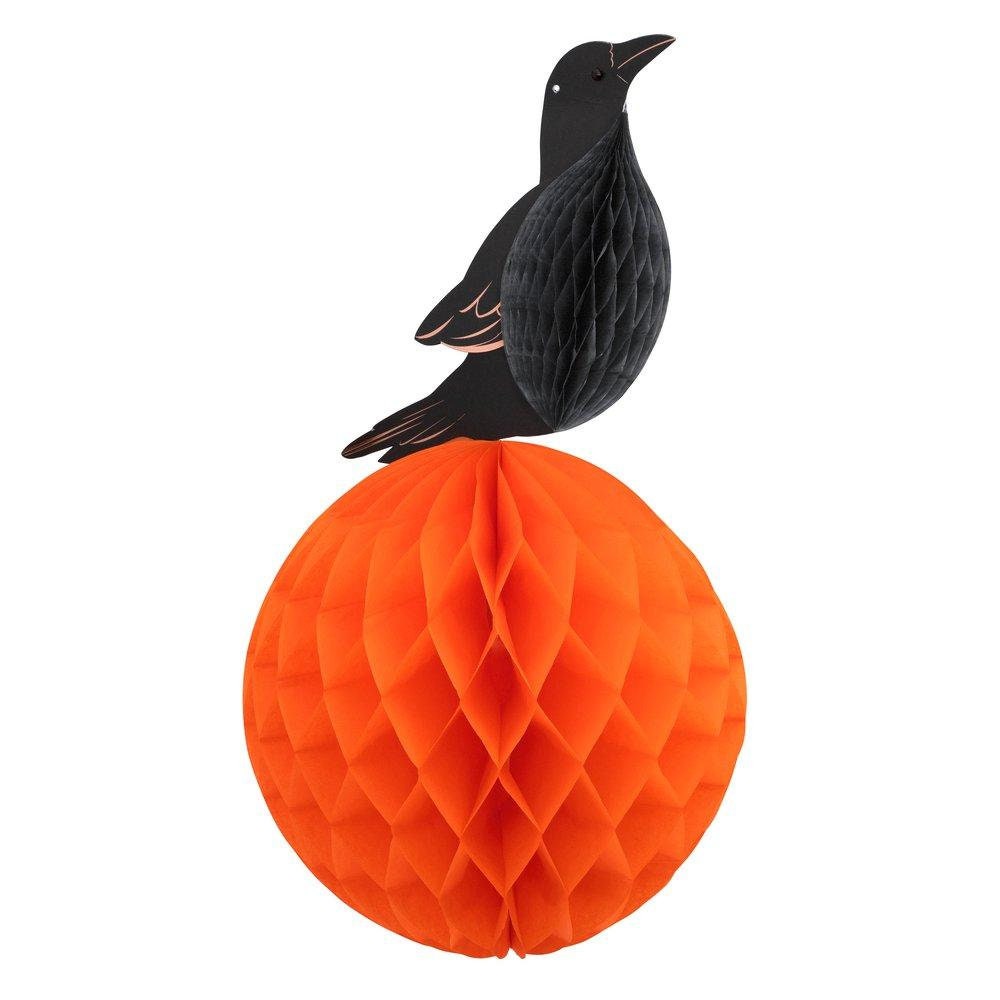 Honeycomb Halloween Decor, Set of 4 Meri Meri Vintage Halloween Honeycomb Heads, Includes Witch, Pumpkin, Skull, and Spider Designs - Cohasset Party Supply