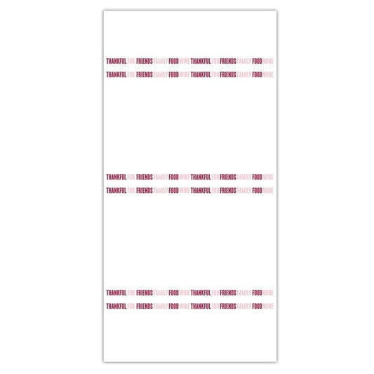 Thanksgiving Cheese Board Paper Roll, Set of 50 Charcuterie Paper Runners Per Roll, Food Safe, "Thankful for Friends Family Food Wine" - Cohasset Party Supply