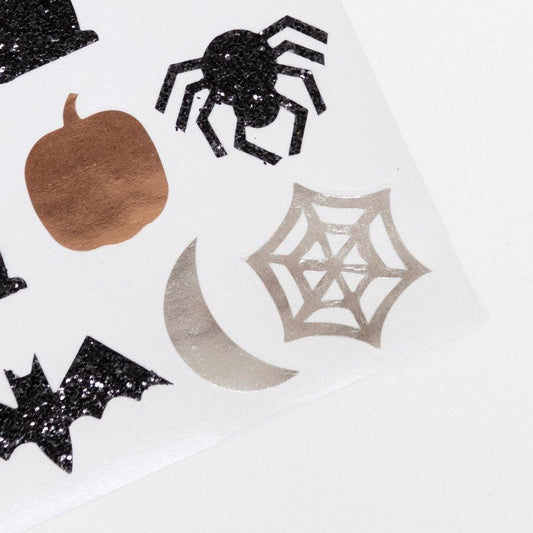 Glitter Halloween Sticker Sheets, Pack of 10 Sheets of Meri Meri Vintage Halloween Glitter Stickers By Meri Meri, 120 Stickers - Cohasset Party Supply