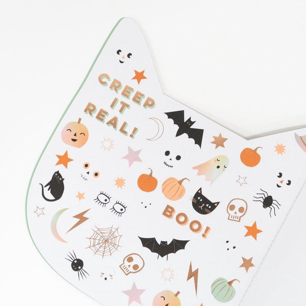 Black Cat Halloween Sticker and Coloring Book, Meri Meri Halloween Sticker and Sketch Book, Great Halloween Gift for Kids! - Cohasset Party Supply