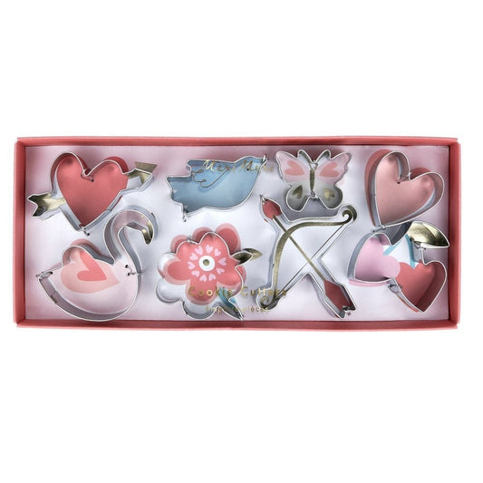 Valentine Mini Cookie Cutters, Set of 8 Meri Meri Valentine's Day  Cookie Cutters including Hearts, Flowers, Birds, and a Bow & Arrow - Cohasset Party Supply